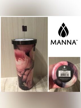 🆕MANNA - NWT - 24OZ FLORAL ROSES STAINLESS STEEL CHILLY TUMBLER / COLD HOT CUP